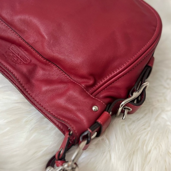 Coach Cherry Red Leather Shoulder Bag #F12071 - Picture 5 of 14
